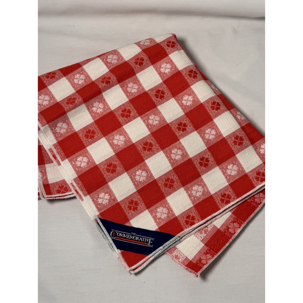Fabric Napkin Set of 4 Red & White Check Clover Cottage Core Farmhouse Picnic